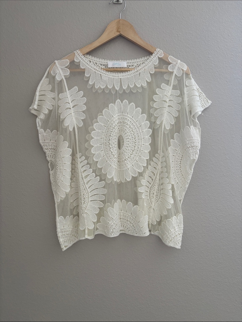 Submerge Ryan Michelle Sheer Ivory Lace Top OS Boho Cottagecore